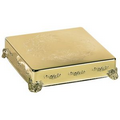Gold Finish Square Cake Plateau/ Plate with Rose Pattern (14"x14")